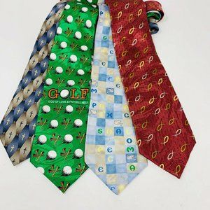 MENS TIES LOT of 4 RELIGOUS and NOVELTY TIES